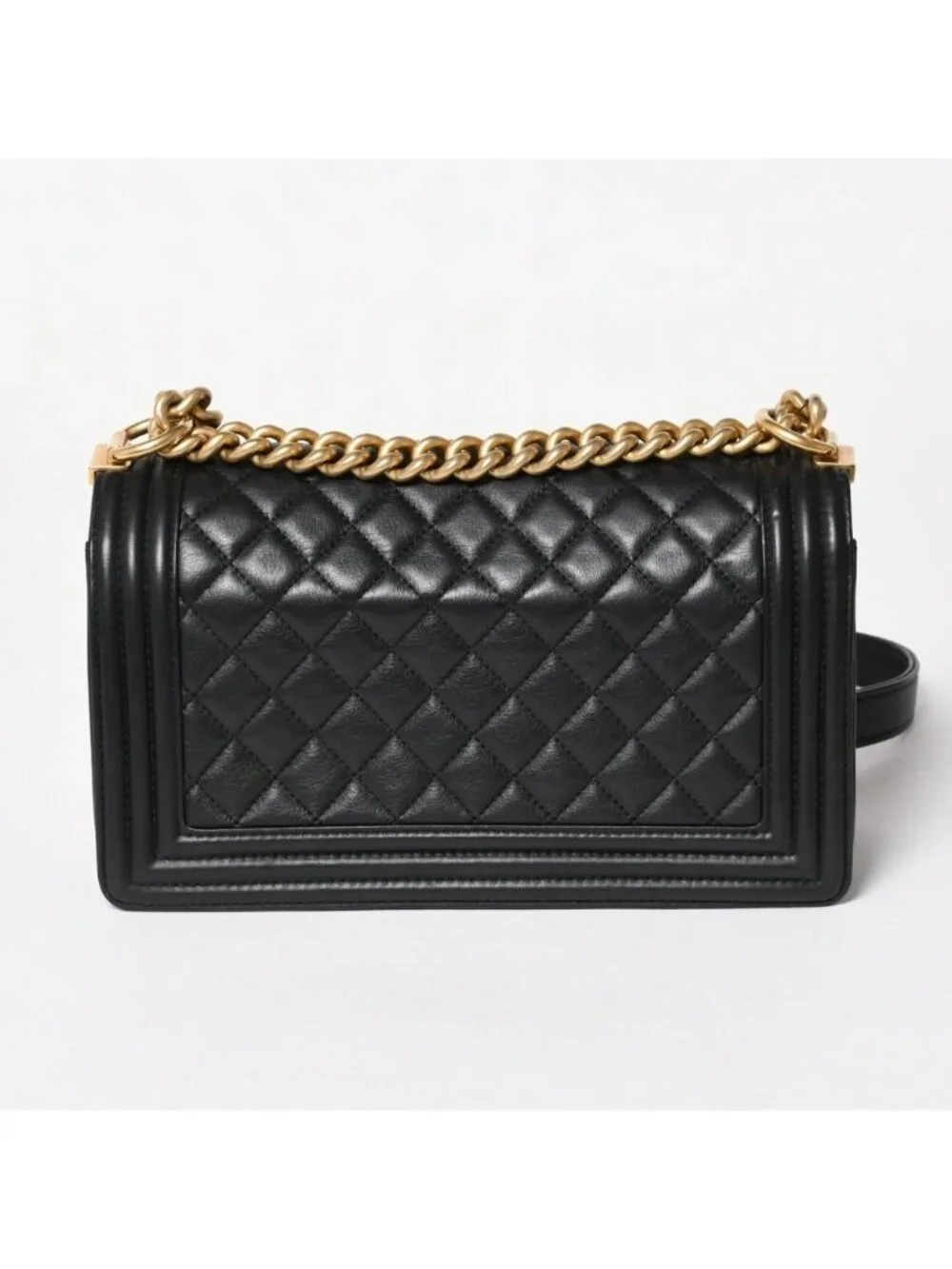 Chanel Boy 25 Chain Shoulder Bag Base CC Logo Lambskin Black